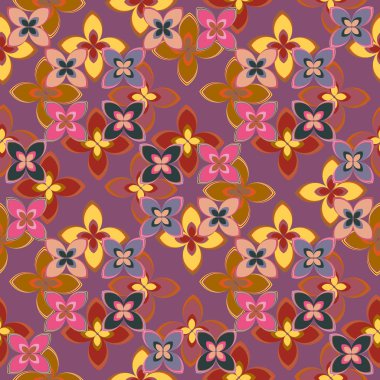 Çiçekler, vektör çizim ile çok renkli geometrik seamless modeli 