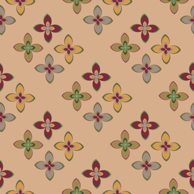 Çiçekler, vektör çizim ile çok renkli geometrik seamless modeli 