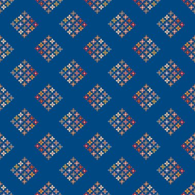 Çiçekler, vektör çizim ile çok renkli geometrik seamless modeli 