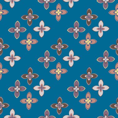 Çiçekler, vektör çizim ile çok renkli geometrik seamless modeli 