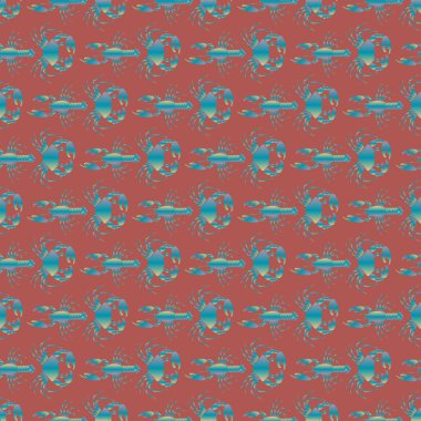 Yengeç ve ıstakoz, vektör çizim ile yaz arka plan 