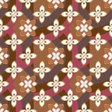 Çiçekler ve gökkuşakları, vektör çizim ile çok renkli geometrik seamless modeli 