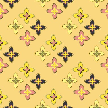 Çiçekler, vektör çizim ile çok renkli geometrik seamless modeli 