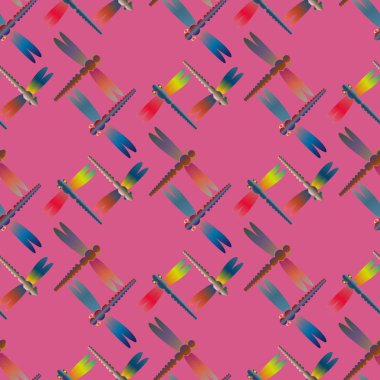 Dekoratif renkli seamless modeli ile şirin yusufçuk