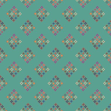 Çiçekler, vektör çizim ile çok renkli geometrik seamless modeli 