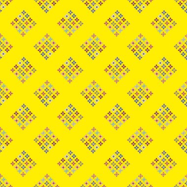 Çiçekler, vektör çizim ile çok renkli geometrik seamless modeli 