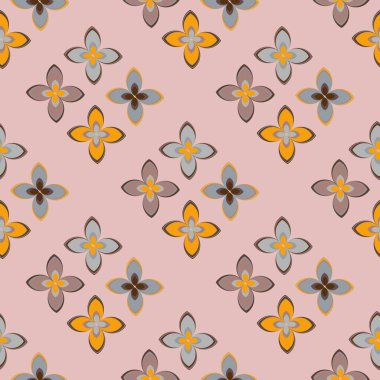 Çiçekler, vektör çizim ile çok renkli geometrik seamless modeli 