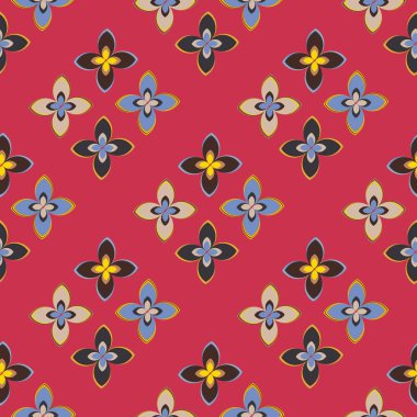 Çiçekler, vektör çizim ile çok renkli geometrik seamless modeli 