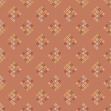 Çiçekler, vektör çizim ile çok renkli geometrik seamless modeli 