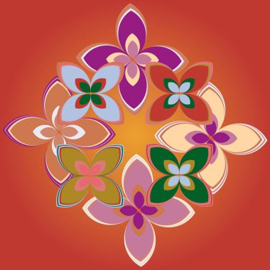 Çiçekler, vektör çizim ile çok renkli geometrik seamless modeli 