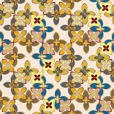 Çiçekler, vektör çizim ile çok renkli geometrik seamless modeli 