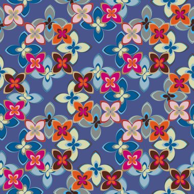 Çiçekler, vektör çizim ile çok renkli geometrik seamless modeli 