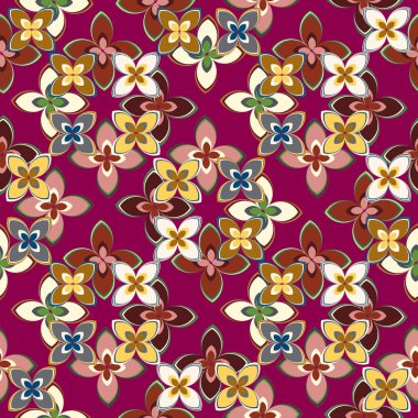 Çiçekler, vektör çizim ile çok renkli geometrik seamless modeli 