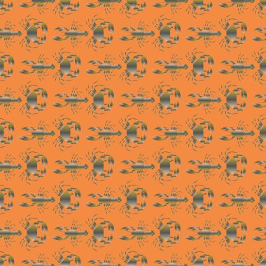 Yengeç ve ıstakoz, vektör çizim ile yaz arka plan 