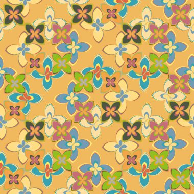 Çiçekler, vektör çizim ile çok renkli geometrik seamless modeli 