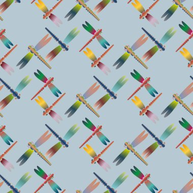 Dekoratif renkli seamless modeli ile şirin yusufçuk