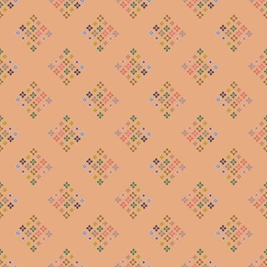 Çiçekler, vektör çizim ile çok renkli geometrik seamless modeli 