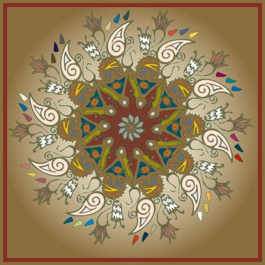 Basit renkli soyut mandala. Parlak dairesel süsleme basit şekiller oluşur. 