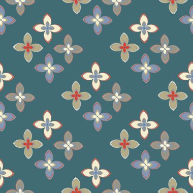 Çiçekler, vektör çizim ile çok renkli geometrik seamless modeli 