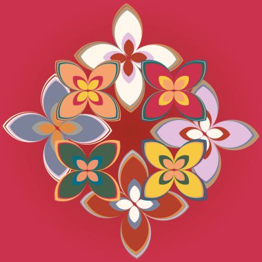 Çiçekler, vektör çizim ile çok renkli geometrik seamless modeli 