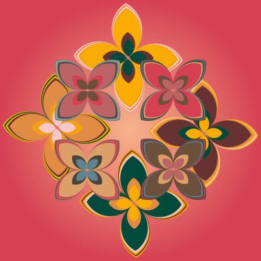 Çiçekler, vektör çizim ile çok renkli geometrik seamless modeli 