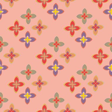 Çiçekler, vektör çizim ile çok renkli geometrik seamless modeli 