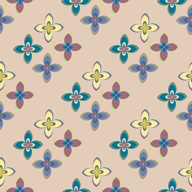 Çiçekler, vektör çizim ile çok renkli geometrik seamless modeli 