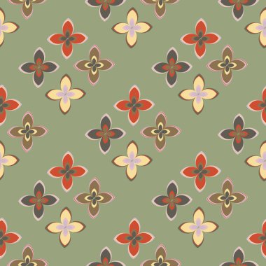 Çiçekler, vektör çizim ile çok renkli geometrik seamless modeli 