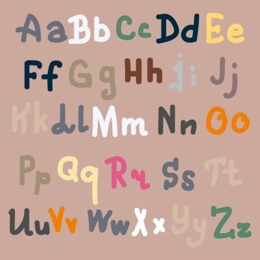 Elle çizilmiş alfabe. Boyalı harfleri fırça. El yazı ve özel tipografi tasarımları logo ve afiş, davetiye ve kartları için