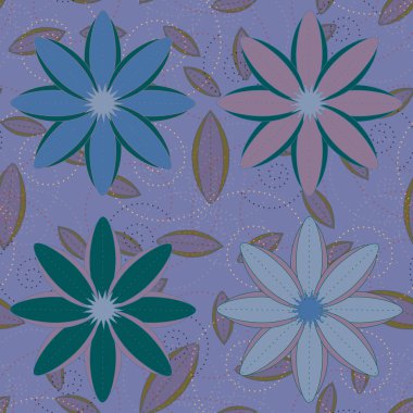 Çiçekler, vektör çizim ile çok renkli geometrik seamless modeli 