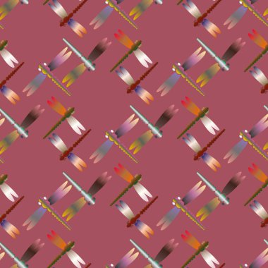 Dekoratif renkli seamless modeli yusufçuk, vektör çizim ile     