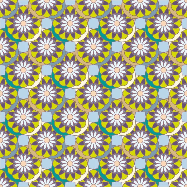 Astratto Modello Geometrico Senza Cuciture Con Fiori Sfondo — Vettoriale Stock