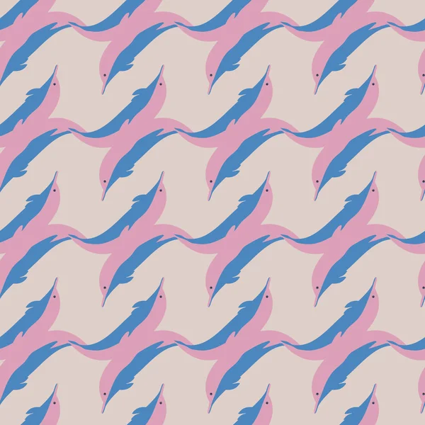 无缝的纹理与一群海豚在水下 例证为背景 — 图库矢量图片