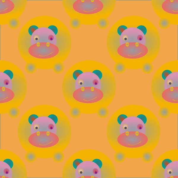 Cute Hippos Seamless Pattern Vector Illustration — Stock Vector