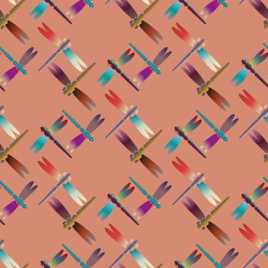 Dekoratif renkli seamless modeli yusufçuk, vektör çizim ile     