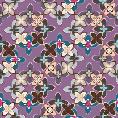 Çiçekler, vektör çizim ile çok renkli geometrik seamless modeli 