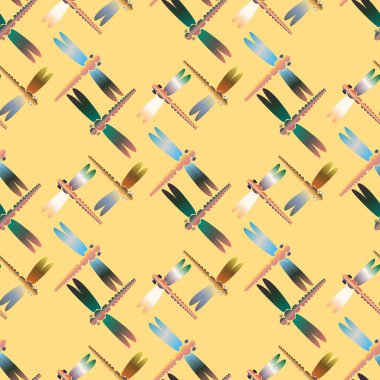 Dekoratif renkli seamless modeli yusufçuk, vektör çizim ile     