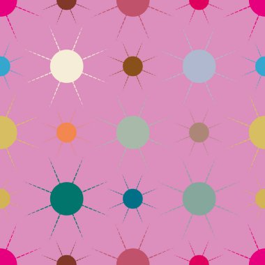 Çok renkli basit geometrik güneş ile Seamless modeli.