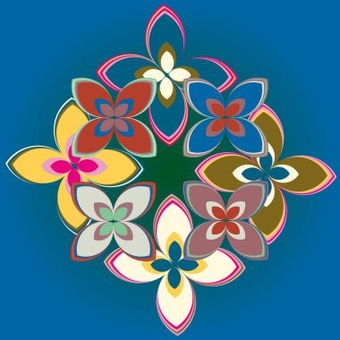 Çiçekler, vektör çizim ile çok renkli geometrik seamless modeli 