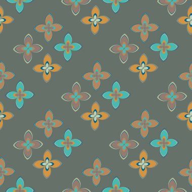 Çiçekler, vektör çizim ile çok renkli geometrik seamless modeli 