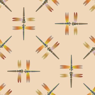 Dekoratif renkli seamless modeli yusufçuk, vektör çizim ile     