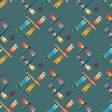 Dekoratif renkli seamless modeli yusufçuk, vektör çizim ile     