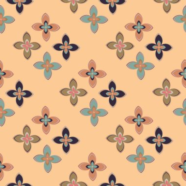 Çiçekler, vektör çizim ile çok renkli geometrik seamless modeli 