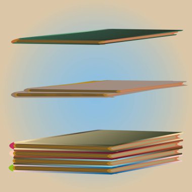 Renkli kitap yığını. Vektör çizim