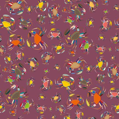 Yengeçler, vektör çizim ile yaz arka plan 