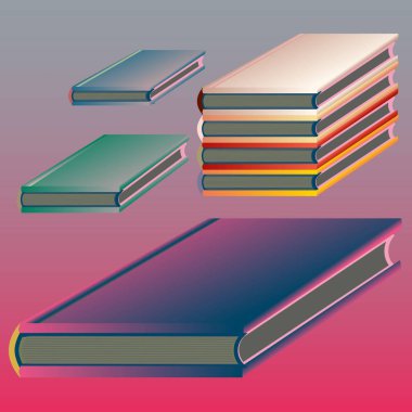 Renkli kitap yığını. Vektör çizim