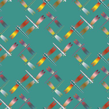 Dekoratif renkli seamless modeli yusufçuk, vektör çizim ile     