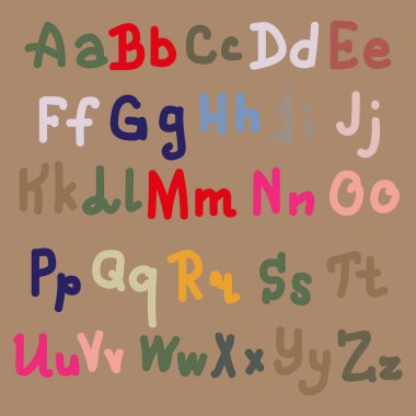 Elle çizilmiş alfabe. Boyalı harfleri fırça. El yazı ve özel tipografi tasarımları logo ve afiş, davetiye ve kartları için