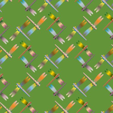 Dekoratif renkli seamless modeli yusufçuk, vektör çizim ile     