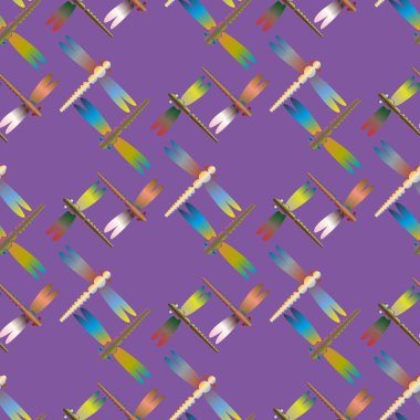 Dekoratif renkli seamless modeli yusufçuk, vektör çizim ile     